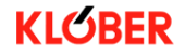 Klober brand logo in blue with stylized letters "K" and "L" on a white background.