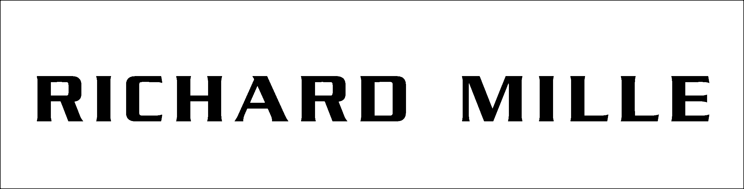 Richard Mille logo in black, showcasing the brand's modern and luxurious typography, often associated with high-end, avant-garde timepieces.