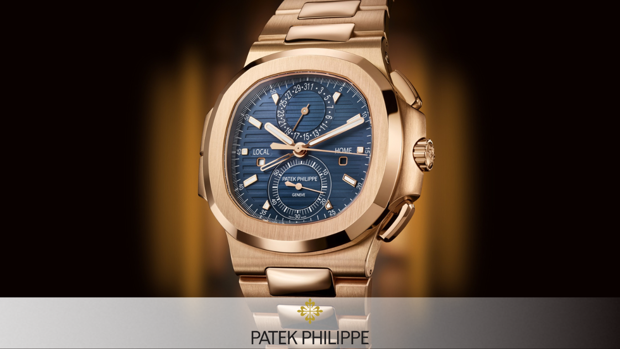 Banner image featuring a luxury Patek Philippe watch with a silver dial and leather strap, alongside elegant typography promoting premium replica watches.