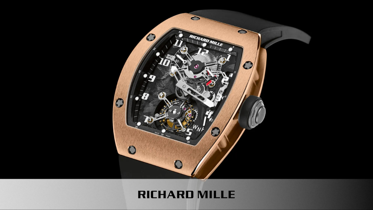 Luxury replica Richard Mille watches promotional banner featuring high-end timepieces from Super Clone Watches.