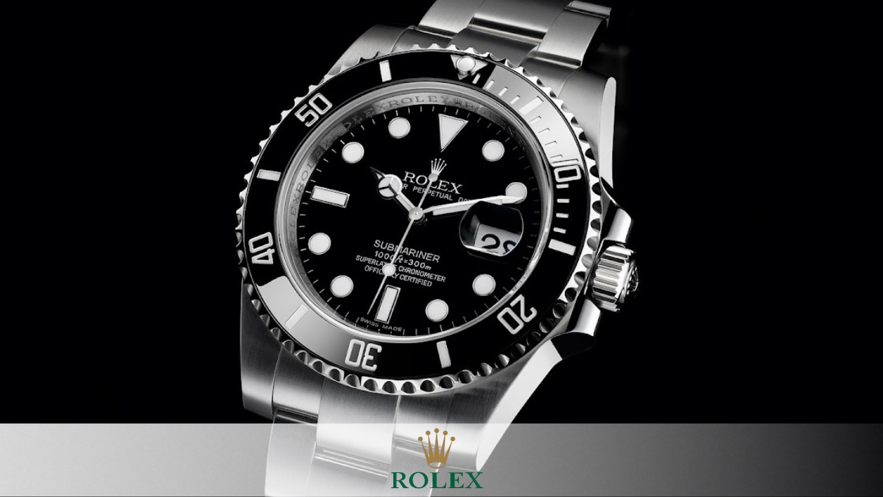 Promotional banner featuring Rolex watches with luxury styling, highlighting classic and modern Rolex timepieces against a sleek dark background.