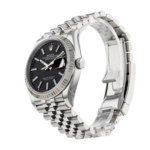Replica Rolex Datejust 126234 watch with stainless steel and white gold case, silver dial, and oyster bracelet displayed from left side.