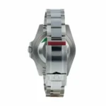Rolex GMT Master replica watch with red bezel and black dial.