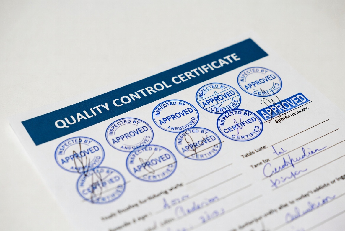 Watch quality control inspection certificate example