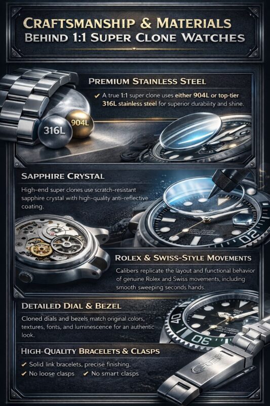 Craftsmanship & material of super clone watches