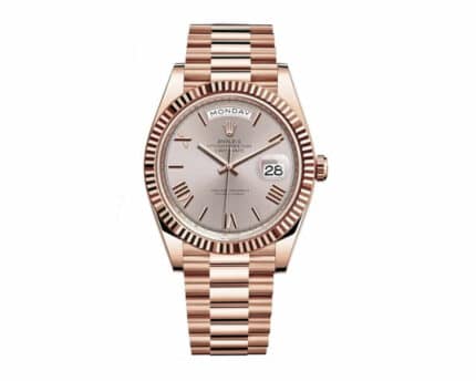 Rolex Day-Date 228235 AR Super Clone: 40mm Rose Gold Wrapped Rhodium Dial President with Caliber 3255