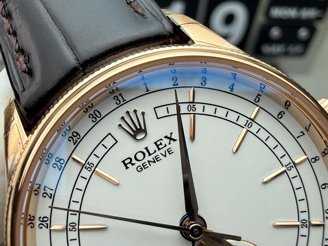 Rolex Cellini Moonphase 50535-0002 Super Clone : 39mm Everose Gold White Lacquer Dial