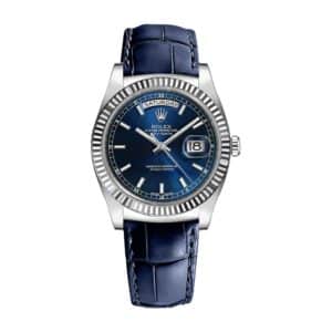 Rolex Day-Date 118139-0004 V5 Stainless Steel Blue Dial Super Clone - 36mm White Gold-Tone President with Roman Numerals and Caliber 3155