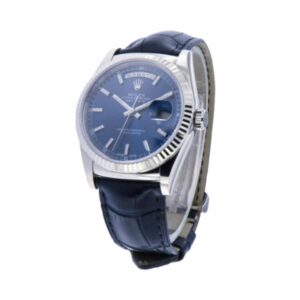 Rolex Day-Date 118139-0004 V5 Stainless Steel Blue Dial Super Clone – 36mm White Gold-Tone President with Roman Numerals and Caliber 3155