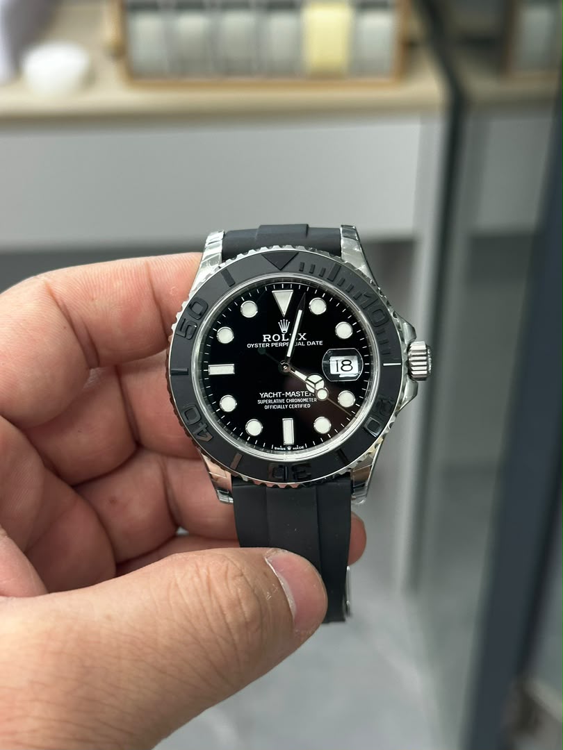 rolex yacht master 42226659 white gold black dial