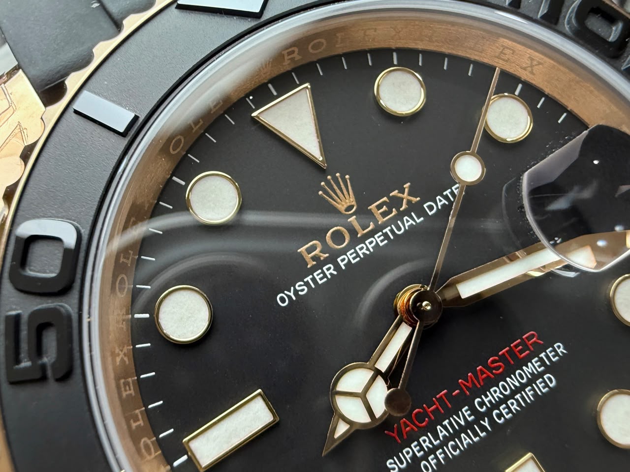 rolex yacht master 40 116655 everose gold black dial