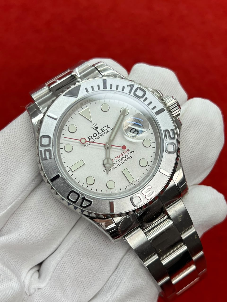 rolex yacht master 116622 rolesium platinum bezel blue dial 40mm