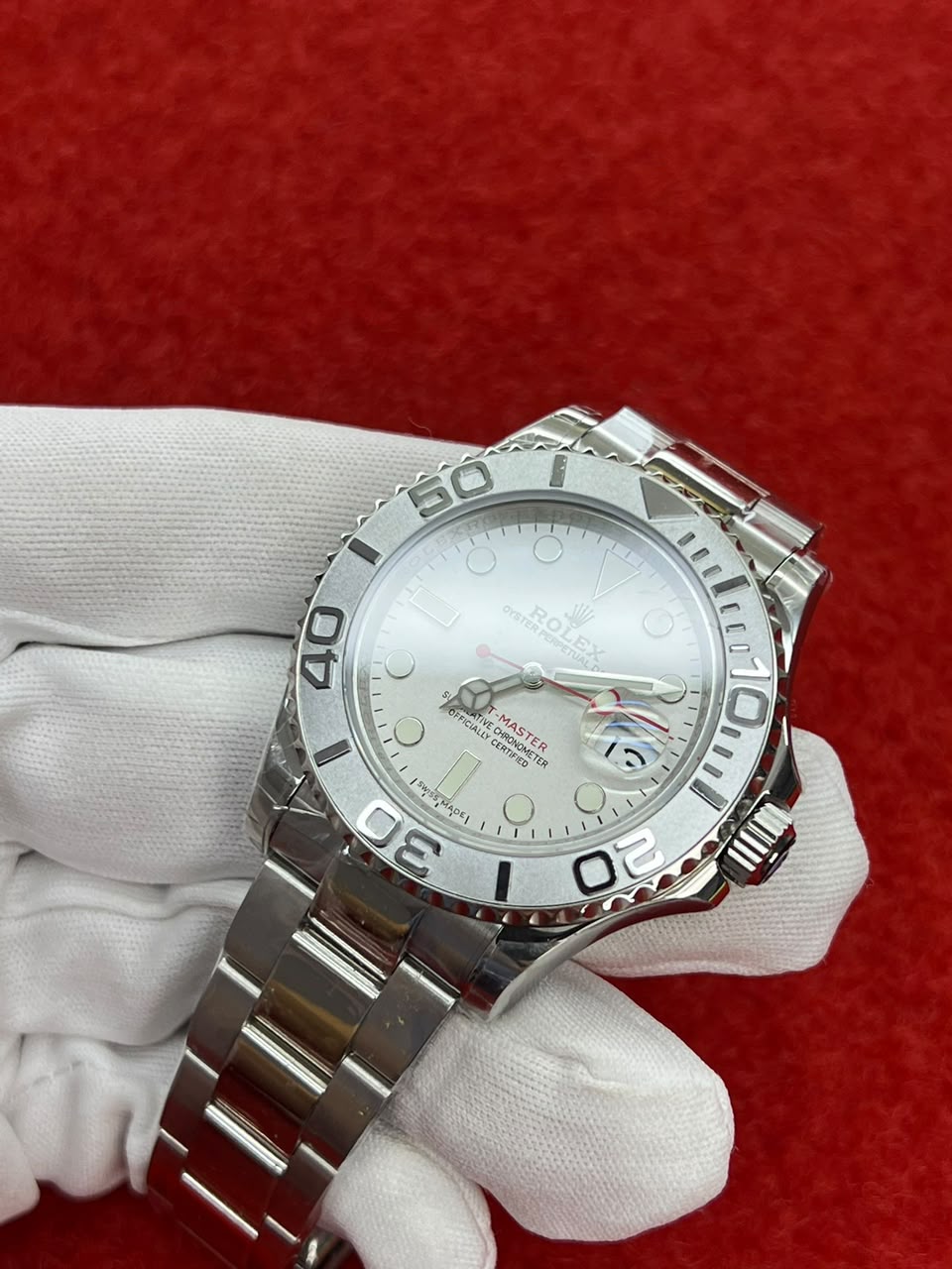 rolex yacht master 116622 rolesium platinum bezel blue dial 40mm