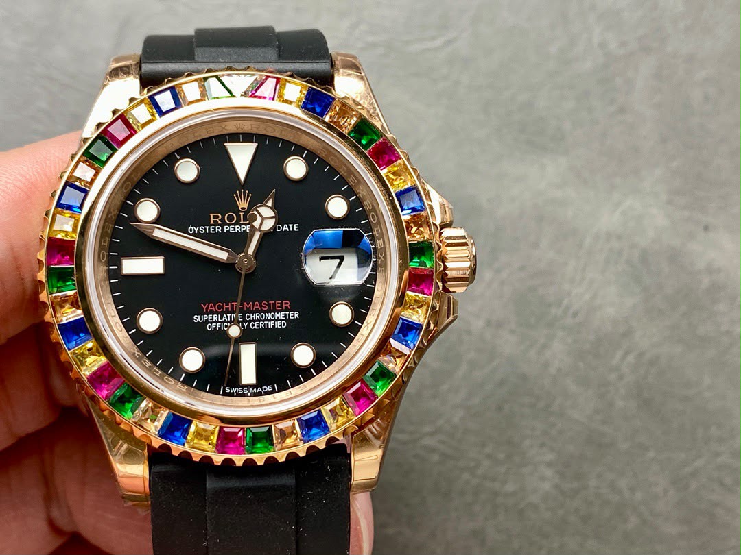 Rolex Yacht-Master 116695SATS Super Clone :  Everose Gold Gem-Set Bezel 40mm