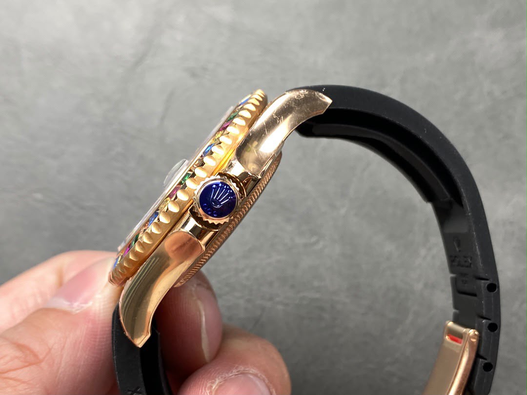rolex yacht master 116695sats everose gold gem set bezel dial 40mm