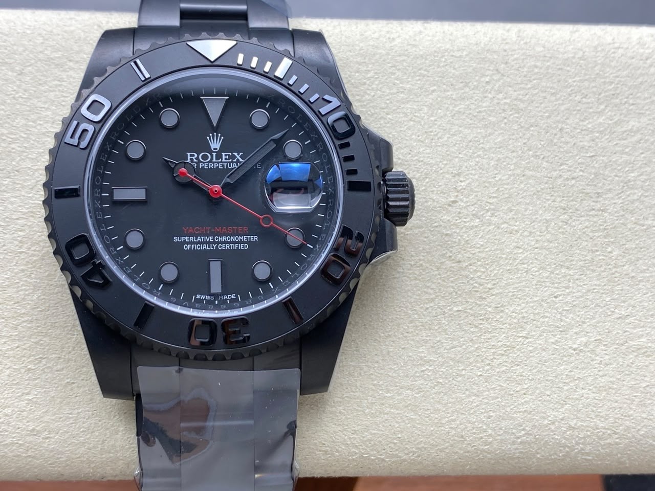 rolex yacht master 116622 titan black triple red dial 40mm