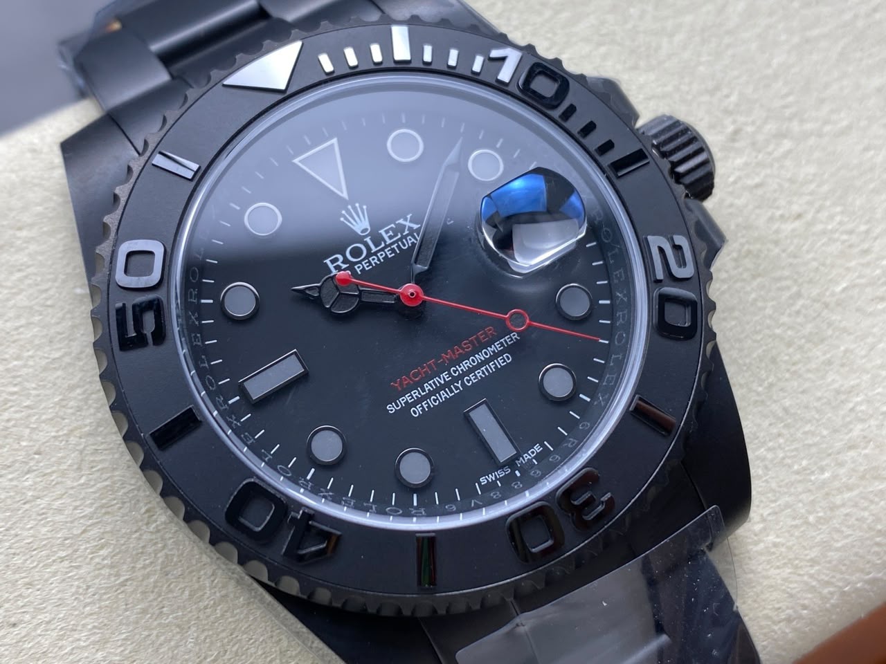 rolex yacht master 116622 titan black triple red dial 40mm