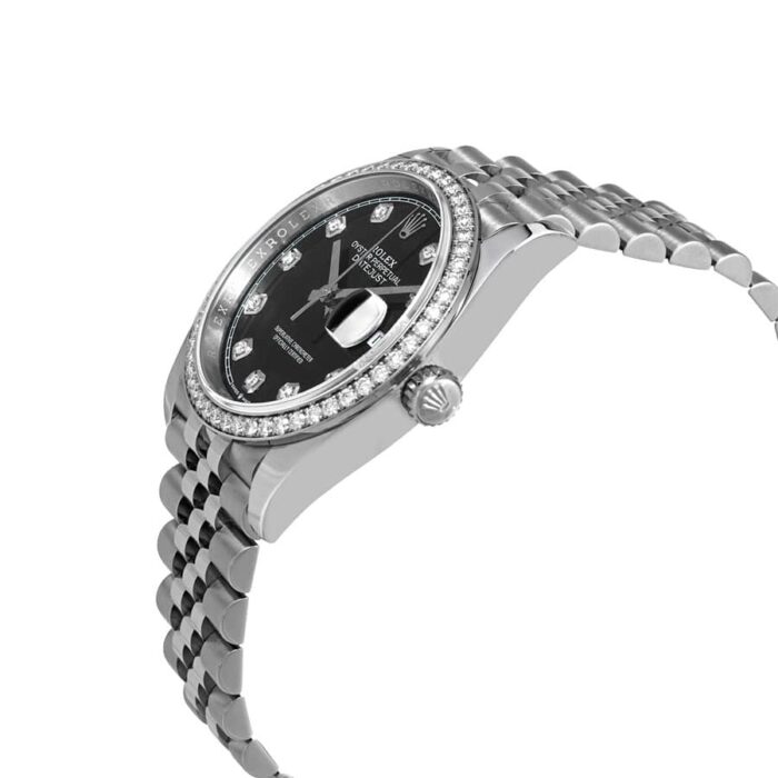 Rolex Datejust 116234 Super Clone : White Rolesor Fluted Bezel Black Dial 36mm