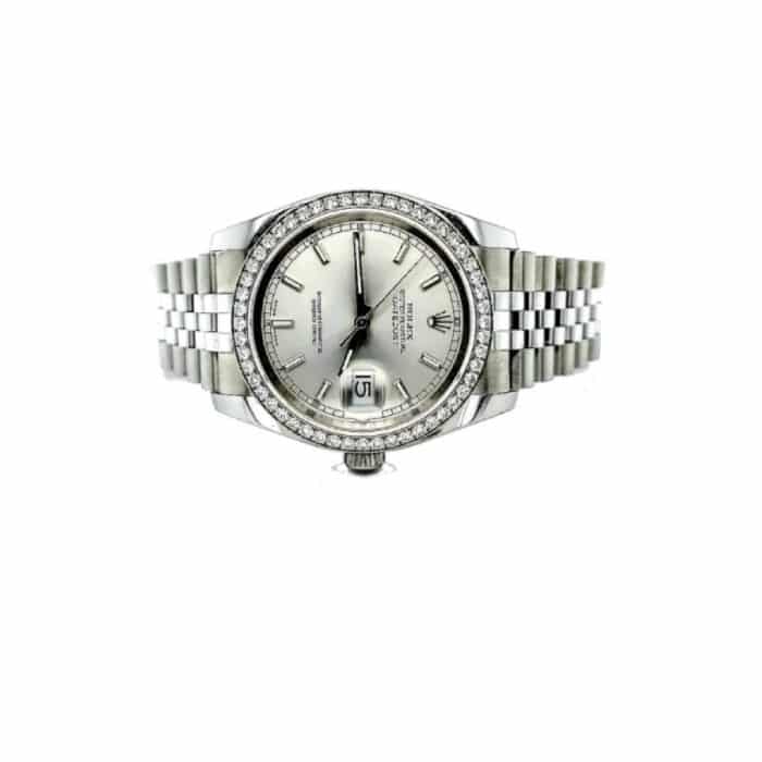 Rolex Datejust 116284 Super Clone : Diamond Bezel Silver Dial 36mm