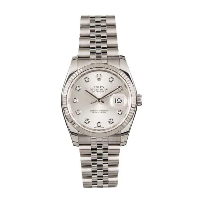 Rolex Datejust 116234-0084 Super Clone : Steel Fluted Bezel Silver Dial 36mm