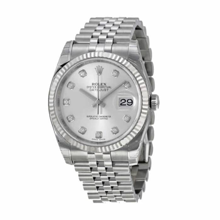 Rolex Datejust 116234-0084 Super Clone : Steel Fluted Bezel Silver Dial 36mm