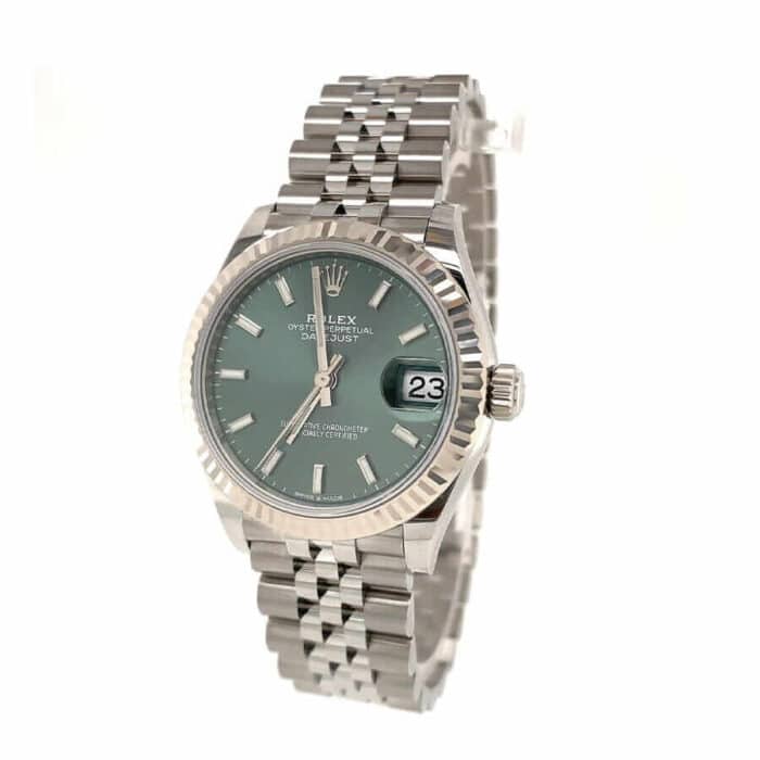 Rolex Datejust 36 126234 Super Clone : Steel Fluted Bezel Mint Green Palm Dial